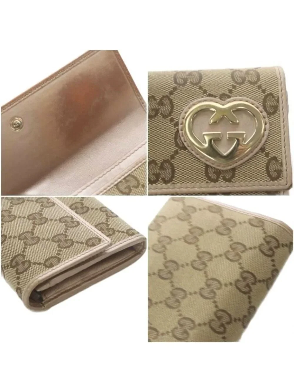 Gucci Brea Heart Wallet Bifold GG Canvas Beige 0959 - Picture 8 of 8